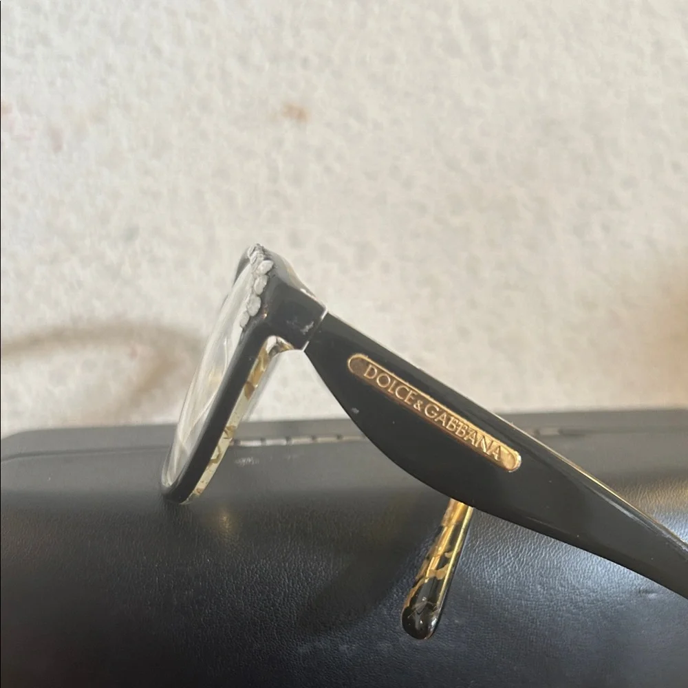Dolce & Gabbana Black Glasses with Rhinestone Accents